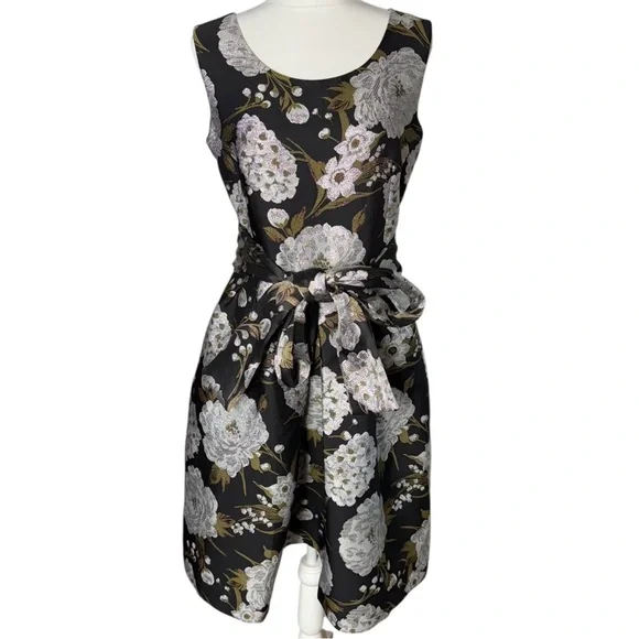 Samantha Sung Rachel‎ Dress Balconies Brocade Floral Metallic Dress Size 6 NWT